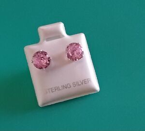2 Ct. Round Cut Pink Sapphire Stud Earrings~.925 Sterling Silver